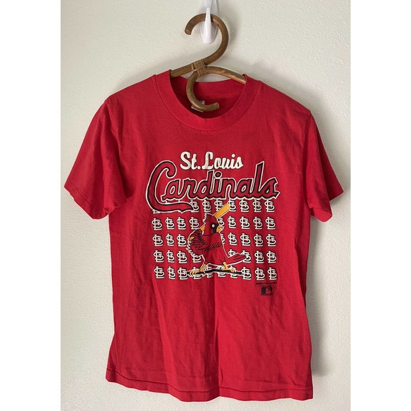 Vintage St Louis Cardinals Red TShirt Youth Childrens Size M Single-Stitch - Picture 1 of 6
